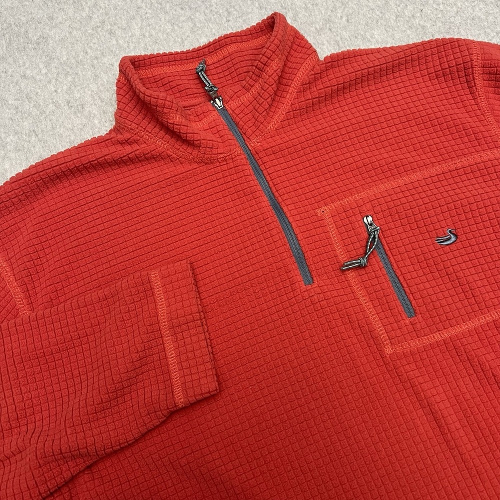 Southern Marsh Sweater Mens Medium Red Fieldtec 1/4 Zip Long Sleeve Waffle Knit